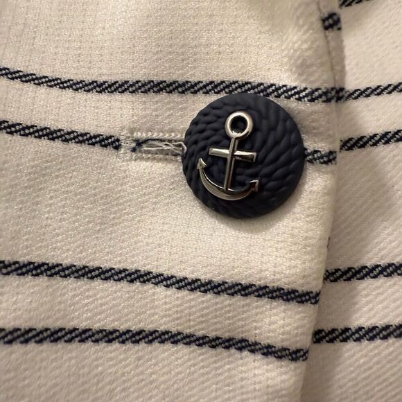 Zara Nautical Striped Blazer Size XS White and Navy Blue Anchor buttons - Picture 4 of 5